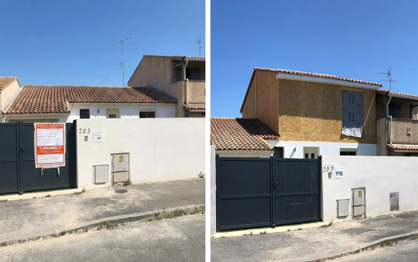 Avant/Après surélévation de maison en ossature bois